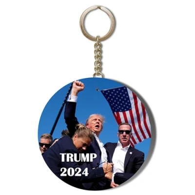 Image of Gift Insanity DONALD TRUMP ASSASSINATION ATTEMPT RAISED FIST 2024 55mm Keyring Bottle Opener