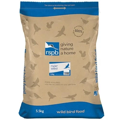 Image of RSPB Nyjer Seeds for Birds, Wild Bird Food Small Oil Rich and High Energy, Made in the UK, Suitable Year Round Feeding (5.5kg)