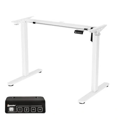 Image of ERGOMAKER Electric Standing Desk Frame, Height Adjustable Legs Sit Stand Frame with Automatic Memory Handset for Home Office(White)