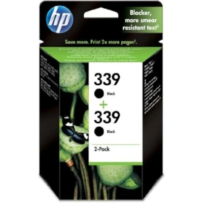 Image of HP 339 Black Inkjet Print Cartridges Ink (Black, 20 80%, 15 35C, 5 95%) Pack of 2