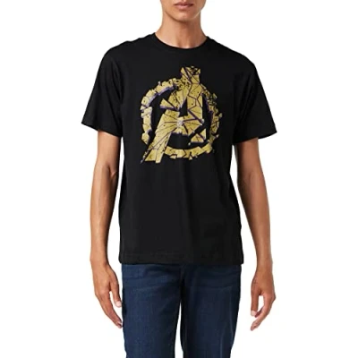 Image of Marvel Men&#039;s Avengers Cracked T Shirt, Black (Black Blk), XL UK