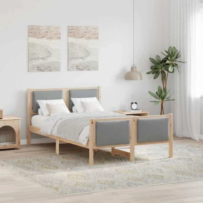 Image of vidaXL Bed Frame with Headboard Light Grey 120 x 190 cm Fabric