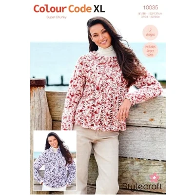 Image of Stylecraft Colour Code XL Super Chunky Knitting Pattern 10035 Ladies Sweaters