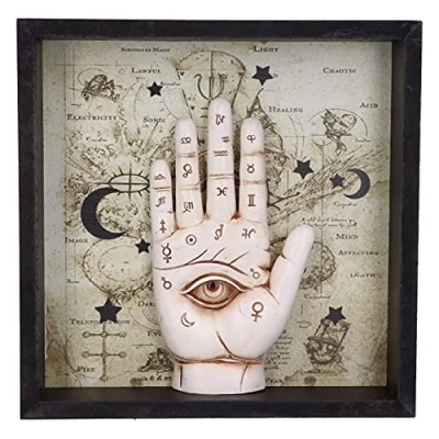 Image of Nemesis Now Palmistry Companion Framed Chiromancy Wall Mounted Art, Off White