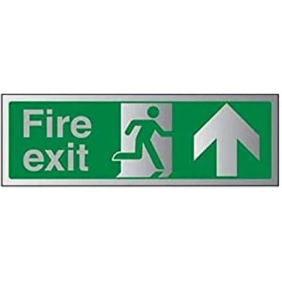 Image of V Safety Fire Exit Arrow Up Sign 300mm x 100mm 1.6mm Alu Rigid Plastic