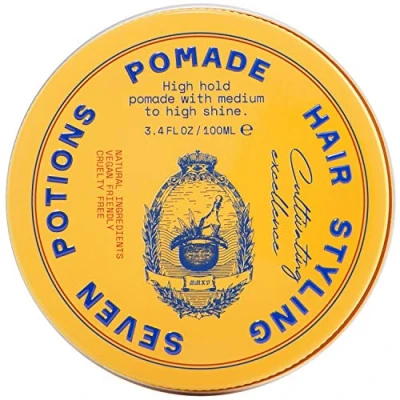 Image of Seven Potions Men&#039;s Natural Pomade — Natural, Water Based, High Shine, Hold Hair Styling Product 100% Vegan, Cruelty Free (100ml)