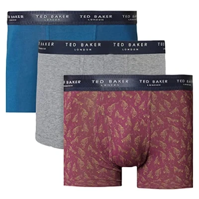 Image of Ted Baker Mens 3 Pack Boxers Gibraltar Sea/Heather Grey/Potent Purple S