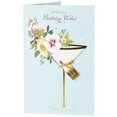 Image of UK Greetings Birthday Card for Her Cards Female Friend Elegant Floral Cocktail Design