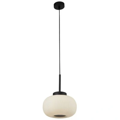 Image of 1 Light Ceiling Pendant With Frosted Ribbed Glass