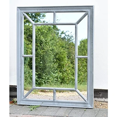 Image of DEENZ Antique Grey window Mirror Stylish Decor Wall hallway rustic 60x76CM