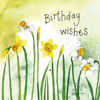 Image of Alex Clark Art Ltd Happy Birthday Narcissi Foil Card
