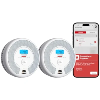 Image of X Sense Wi Fi Combination Smoke Alarm and Carbon Monoxide with Replaceable Battery, Smart Fire Compatible Home Security App, SC07 WX, 2 Pack