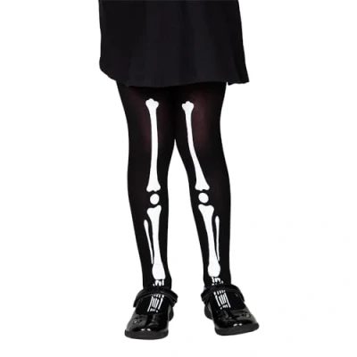Image of Wicked Costumes Kids Black Skeleton Bones Tights Medium (7 10 Years)