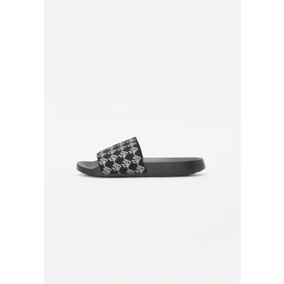 Image of DKNY Zella Pool slides, Women&#039;s, Size: 8.5, Black/nickel Textile