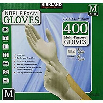 Image of Kirkland Signature Nitrile Exam Gloves, Size Med. 200 Count (2 Pack)