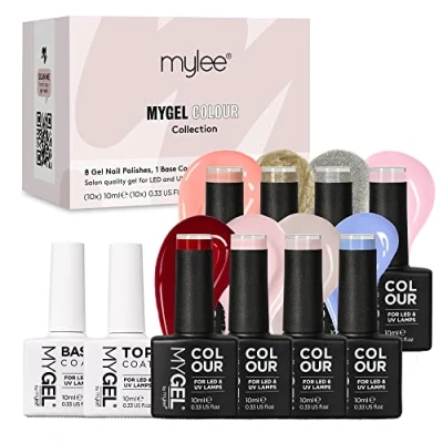 Image of MYGEL by Mylee The Parton Gel Nail Polish Collection 8x10ml Colours + Top &amp; Base Coat UV/LED Soak Off Art Manicure Pedicure for Professional, Salon Home Use, Long Lasting Easy to Apply