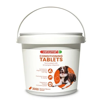 Image of Vetzyme Conditioning Tablets for Dogs (3000 Tablets) With B Complex Vitamins to Promote Fitness and Support a Healthy Immune System