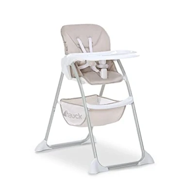 Image of hauck Sit N Fold, Beige Folding Toddler Highchair with Tray and Basket from 6 Months up to 15 kg, Lightweight, Adjustable Backrest