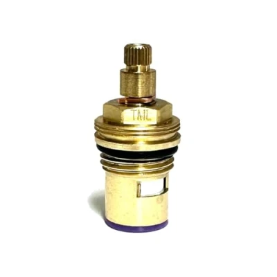 Image of Tap Cartridge Valve Anticlockwise to Open 24 Teeth on Spline 50mm Overall Height with Threaded Collar Supplied Solid Brass Screw CC6 Size