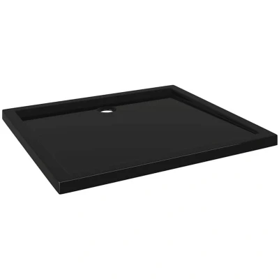 Image of vidaXL Rectangular ABS Shower Base Tray Black 80x90 cm