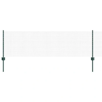 Image of vidaXL Welded Wire Fence with 11 U Posts Green 0.6x25 m Steel