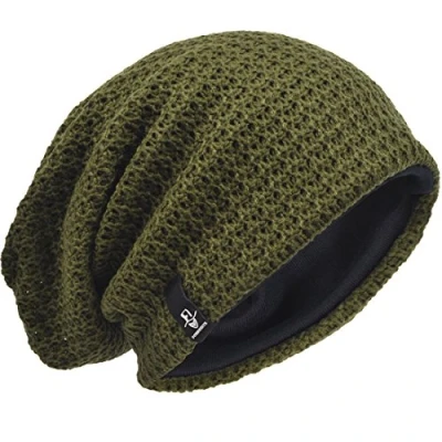 Image of VECRY Men&#039;s Slouchy Beanie Knit Rasta Skull Cap for Summer Winter (Green)