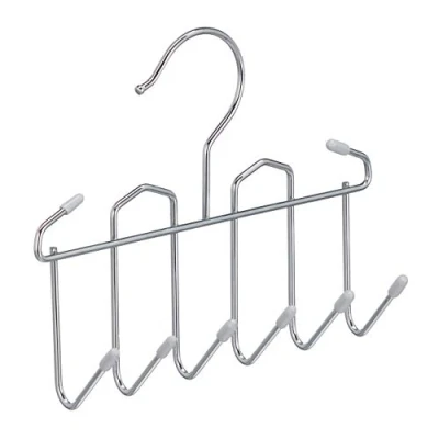 Image of Relaxdays, Silver Belt Holder, Metal, 8 Hooks for Accessories, Space Saving, Tie Cupboard, Multi Hanger
