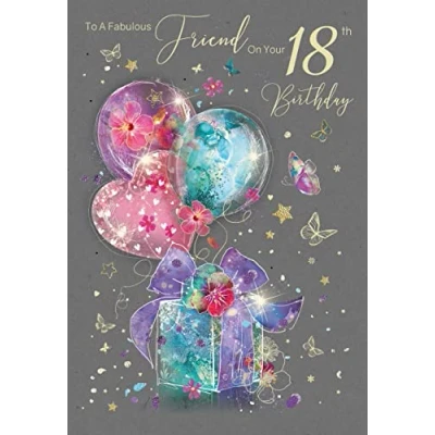 Image of Fabulous Friend Milestone Age 18 Female 18th Birthday Greeting Card from the Gorgeous Grace Range Foil Finished (18th)