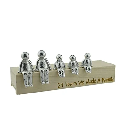 Image of 21st Anniversary Idea 21 Years We Made A Family Metal Ornament Choose Your Combination Box &amp; Woodgrain May Vary(3 Children)
