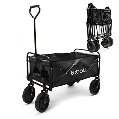 Image of Toboli Foldable Handcart Suitable for Offroad Use Black Transport Cart Hand 100kg Max. Load