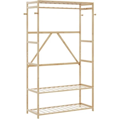 Image of vidaXL Clothes Rack with Shelves 110x40x175 cm Bamboo
