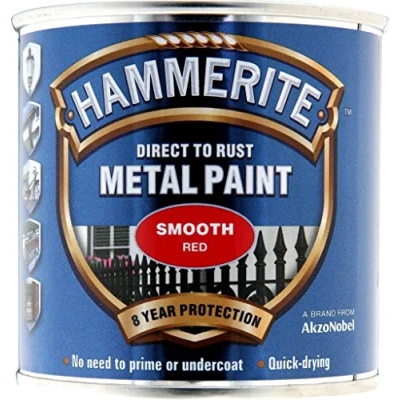 Image of Hammerite Metal Paint Smooth 250ml Red