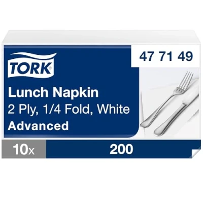 Image of Tork White 2 Ply Lunch Napkin (200 Pack) 477149