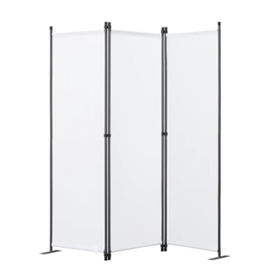 Image of Angel Living Foldable Room Divider 3 Panels Freestanding Screen Wall Partition for Offices, Balcony, Bedroom, Outdoor Garden 168 x 165cm White