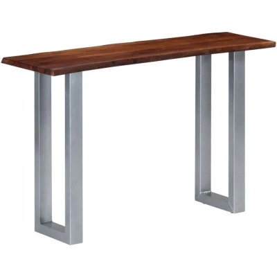 Image of vidaXL Console Table with Solid Acacia Wood Top and Iron Legs Industrial Style Rectangular Side for Living Room or Hallway