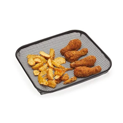 Image of KitchenCraft Wire Mesh Crisper Baking Tray for Roasted Vegetables, Chicken, Fish and Chips, Black, 34 x 29.5 cm