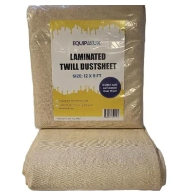 Image of Cotton Dust Sheets for Painting &amp; Decorating Paint Drop Cloth Cover Furniture (Laminated Cotton, 12ft x 9ft 3.5m 2.6m 3 Pack)