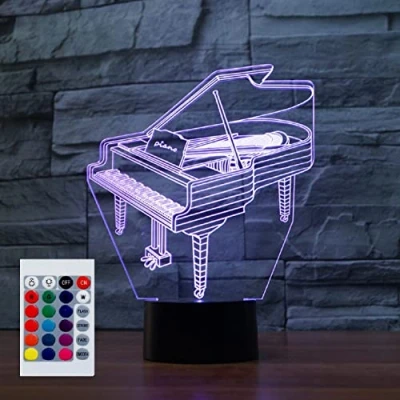 Image of SUPERHONGJIHAO Night Light for Kids 3D Piano Led Lamp with Remote Control 16 Color Changing Xmas Birthday Gift Child