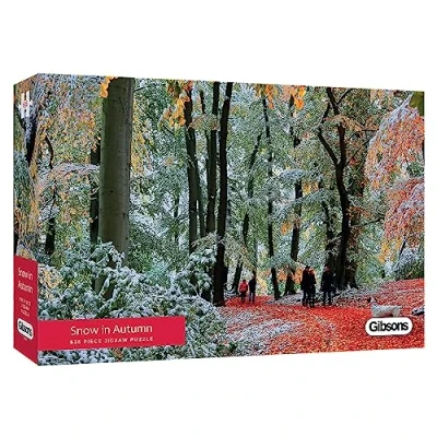 Image of Snow in Autumn 636 Piece Jigsaw Puzzle Panoramic Photography Sustainable for Adults Premium 100% Recycled Board Great Gift Gibsons Games