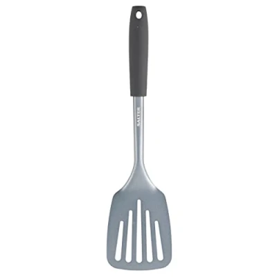 Image of SALTER BW09474G BW09473G Excellence Spatula, Stainless Steel, Ergonomic Soft Touch Handle, Kitchen Utensil, Durable, Easy Care, Non Stick Coating, Heavy Duty, Metallic Grey, 18/8