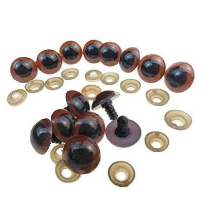 Image of 100PCS Brown Plastic Safety Eyes Craft for Sewing Crafting Buttons Teddy Bear Doll Stuffed Puppet Making DIY Crafts Accessories (18MM)