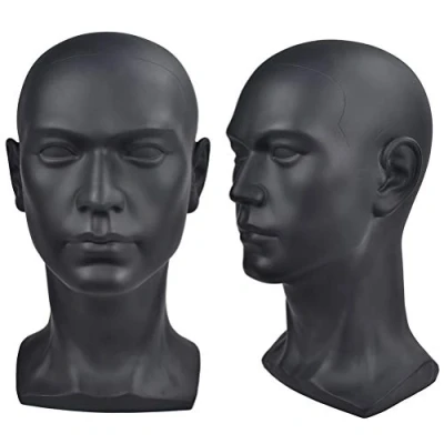 Image of Ba Sha Black Glossy Professional Male Mannequin Head for Display Headset, Headphone, Game Console, Hats, Wigs Jewellery