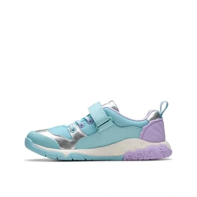 Image of Clarks Tidal Shell Trainers for kids, Size: 12K, Light blue Leather/synthetics