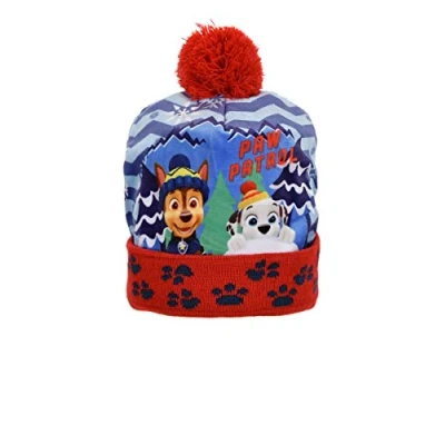 Image of PAW PATROL Children&#039;s Boys Winter Hat Size 52 54 Blue Red Beanie Medium