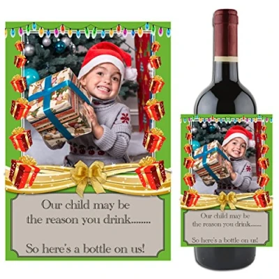 Image of Personalised Wine Champagne Bottle Photo Label School Teacher Christmas Xmas Gift Idea N75 Our Child May be The Reason You Drink.