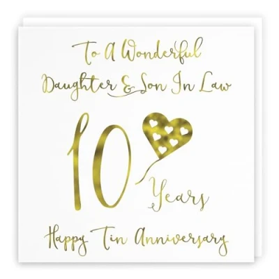 Image of Hunts England Daughter And Son In Law 10th Anniversary Card To A Wonderful &amp; 10 Years Happy Tin Milano Collection