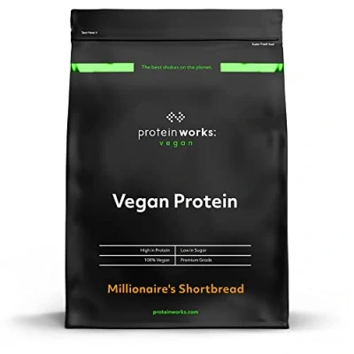 Image of Protein Works Vegan Powder, Plant Based Shake, Blend, Gluten Free, 33 Servings, Millionaire&#039;s Shortbread, 1 kg