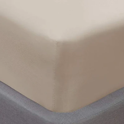 Image of Sleepdown Super Soft Plain Dye Fitted Sheet Thermal Warm Cosy Bedsheet Bed Linen King Natural, Polyester Microfibre