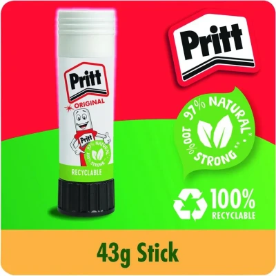 Image of Pritt Glue Stick, Safe &amp; Child Friendly Craft for Arts Crafts Activities, Strong Hold adhesive School Office Supplies, 43g (Pack of 5)