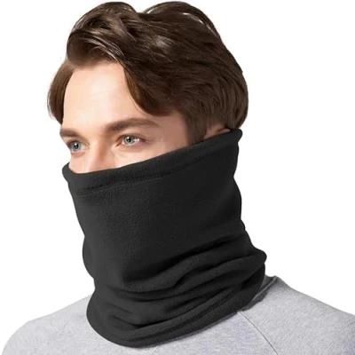 Image of Tomsey Thermal Unisex Snood Scarf Neck Warmer Winter Ski Wear Tube Fleece Motorbike Cycling Running Earmuff Cover (Black)